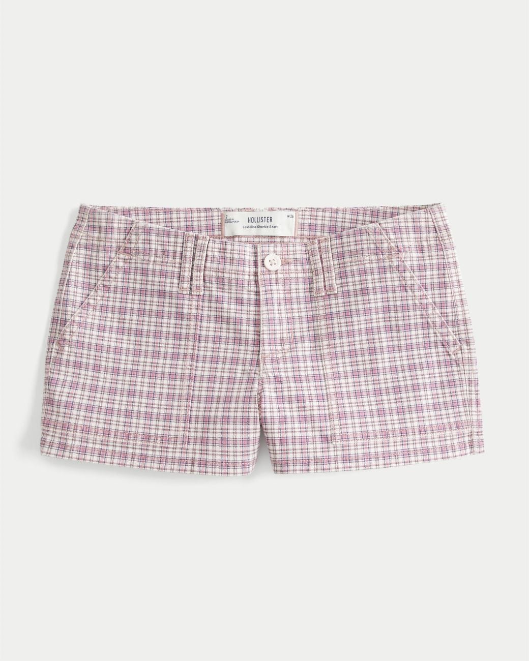 Hollister Pink Low-rise Twill Shortie Shorts