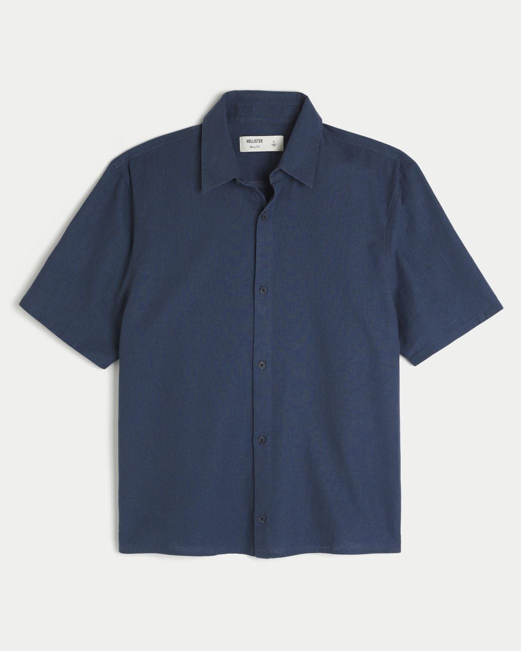 Hollister Blue Boxy Short-sleeve Linen-blend Shirt for men