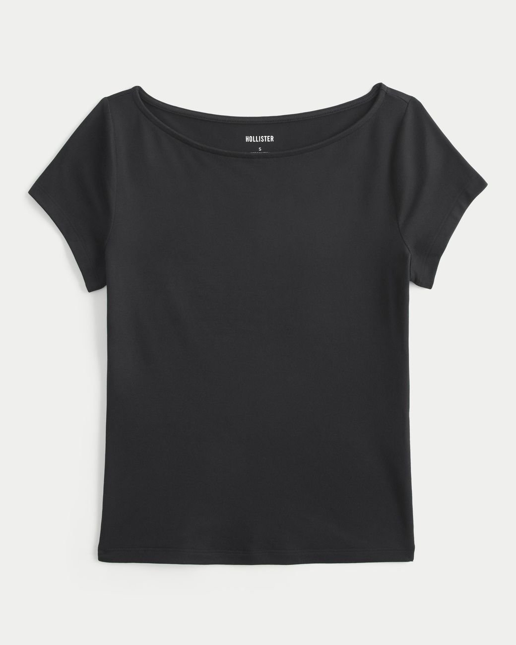 Hollister Black Short-sleeve Seamless Fabric Slash-neck T-shirt