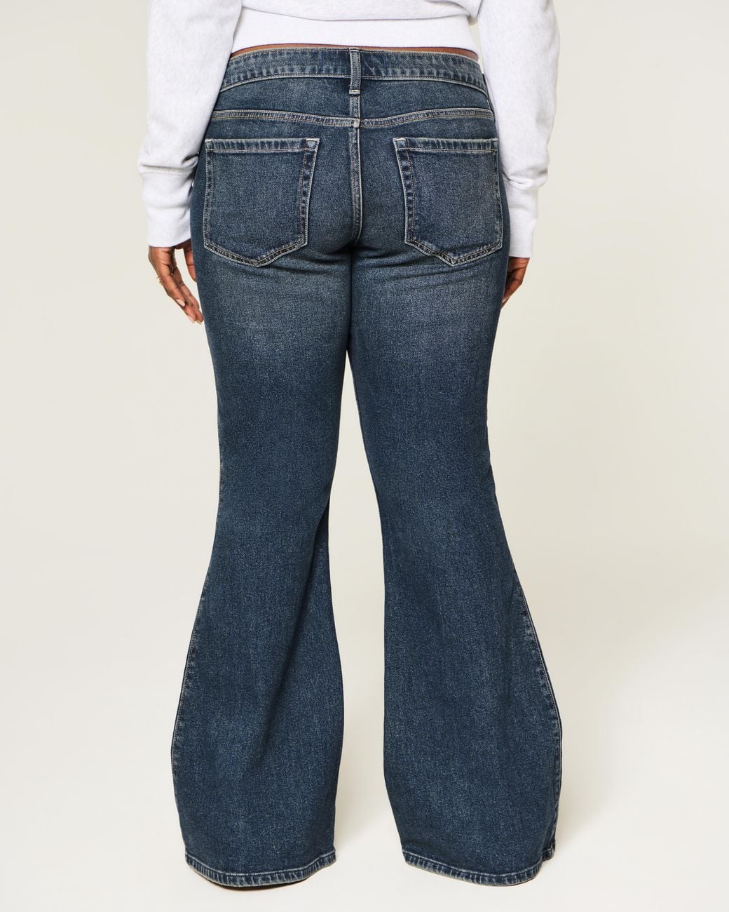 Hollister Blue Ultra Low-rise Dark Wash Flare Jeans