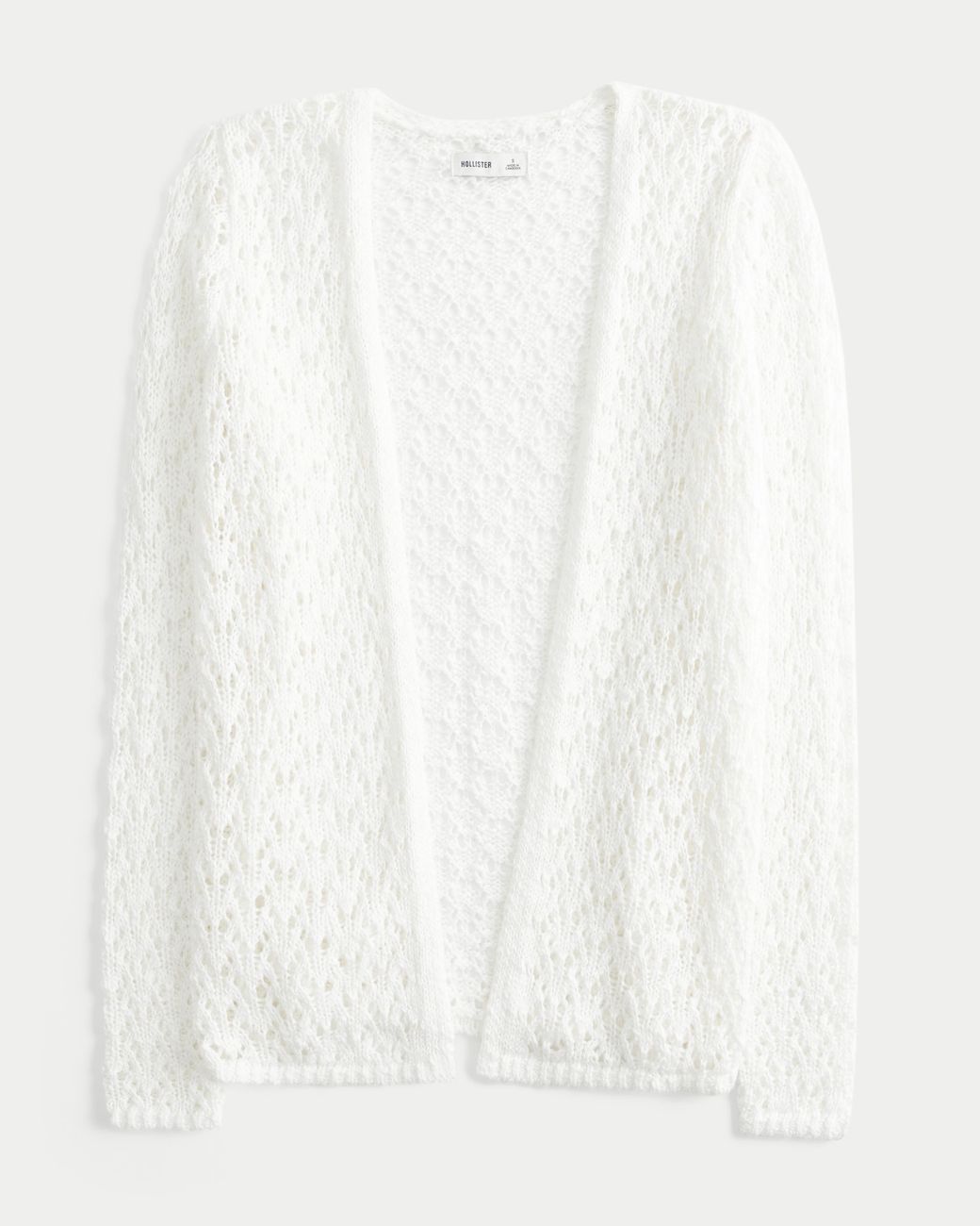 Hollister White Open-stitch No-close Cardigan