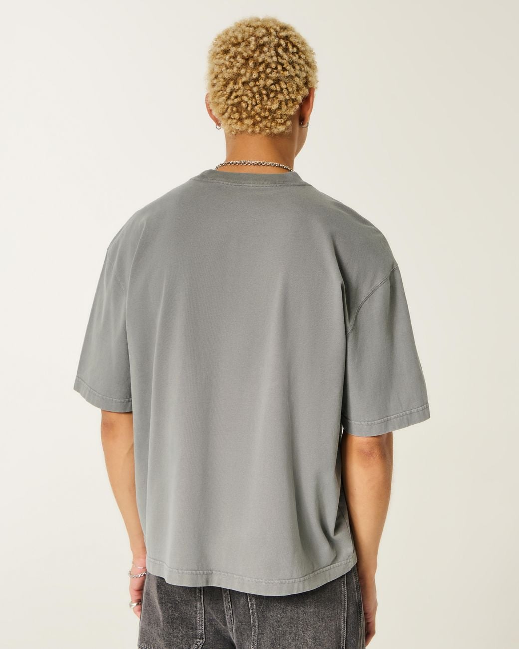 Hollister Gray Super Boxy Crew T-shirt for men