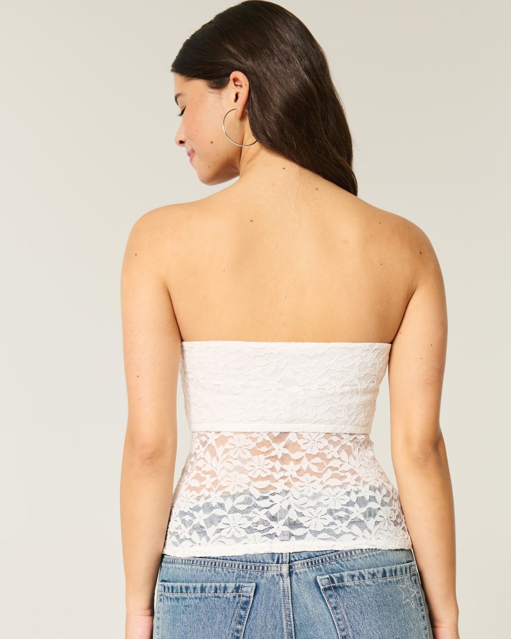 Hollister Natural All-over Lace Tube Top