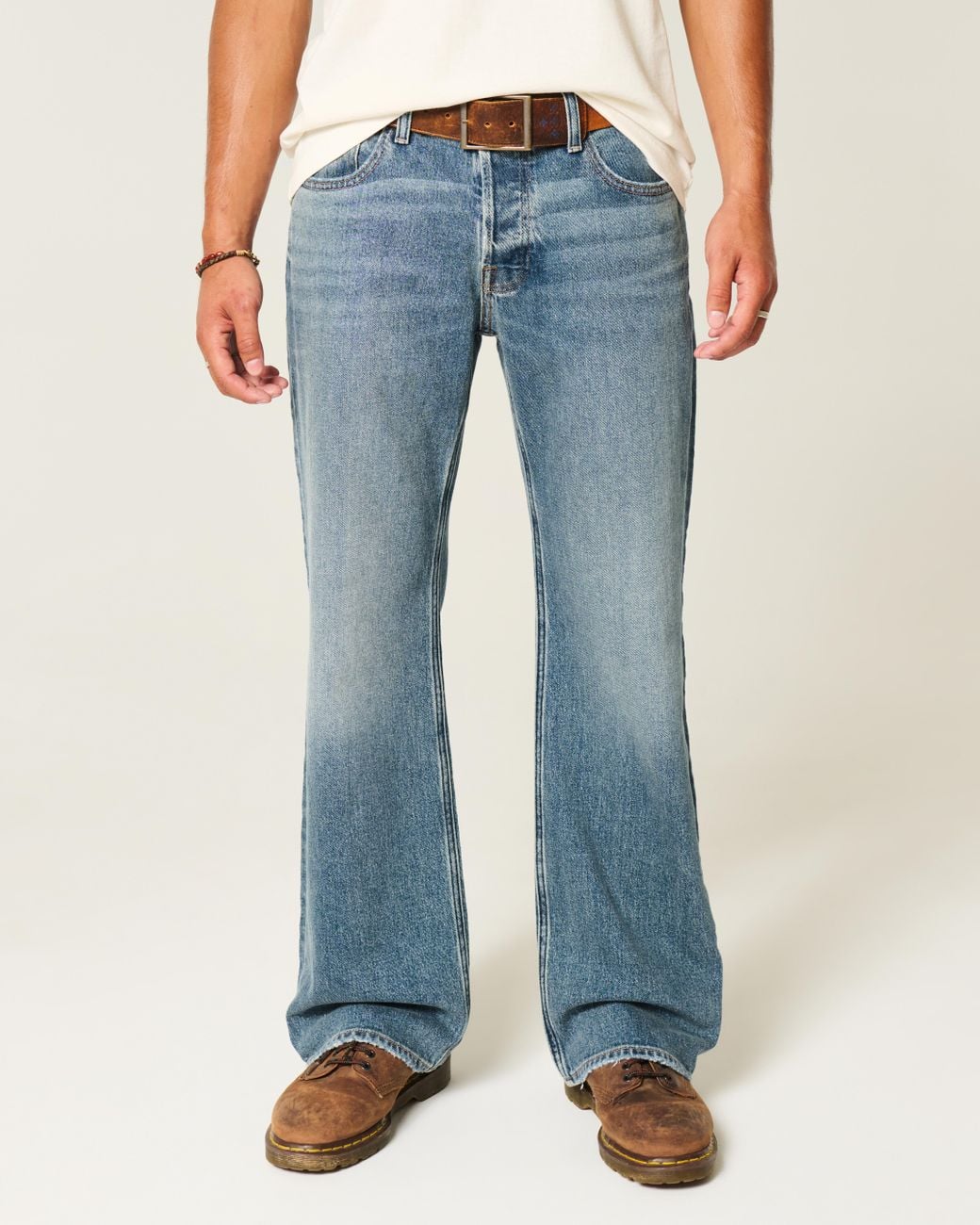 Hollister Blue Hermosa Medium Wash Relaxed Bootcut Jeans for men