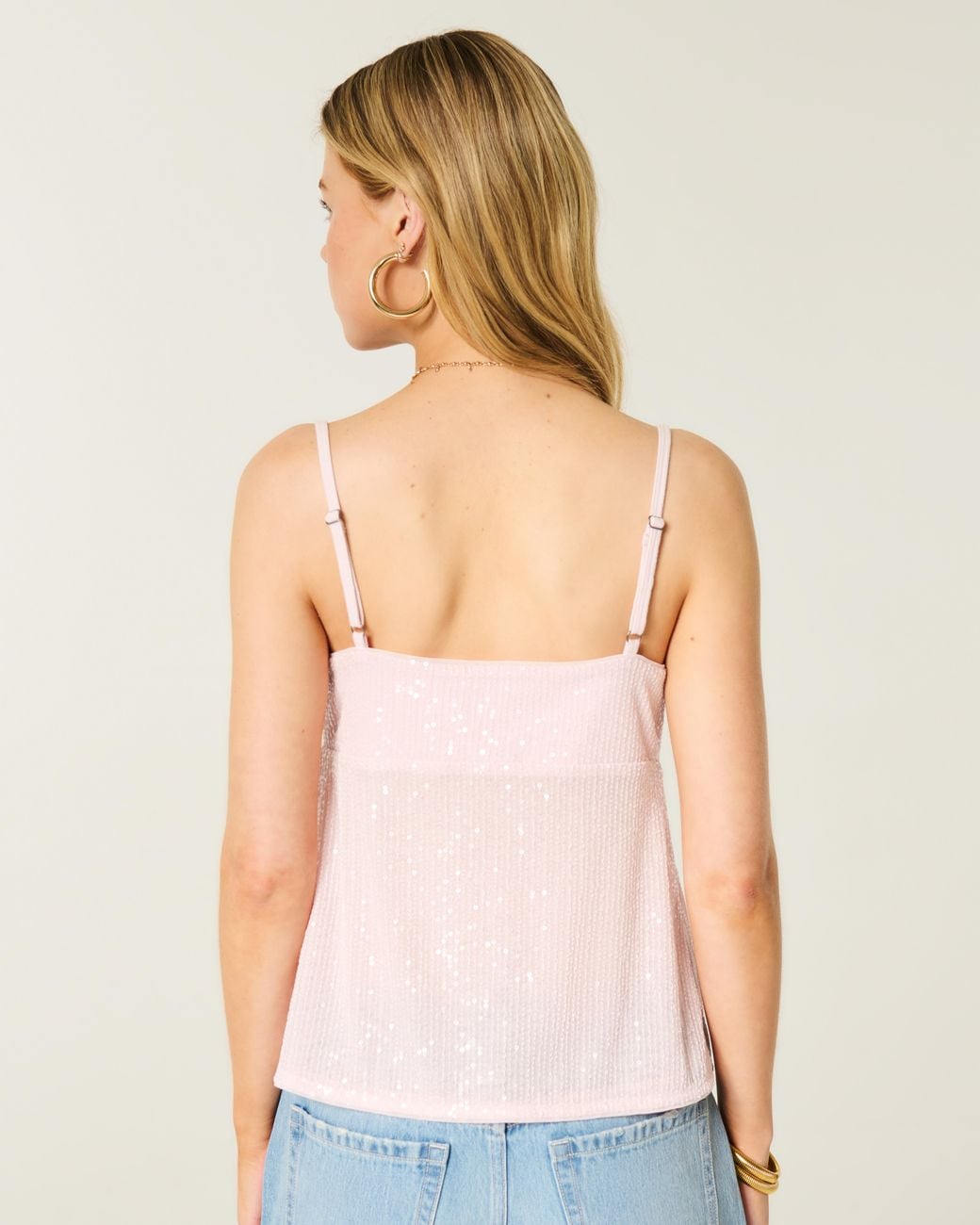 Hollister Pink Sequin Flyaway Babydoll Cami