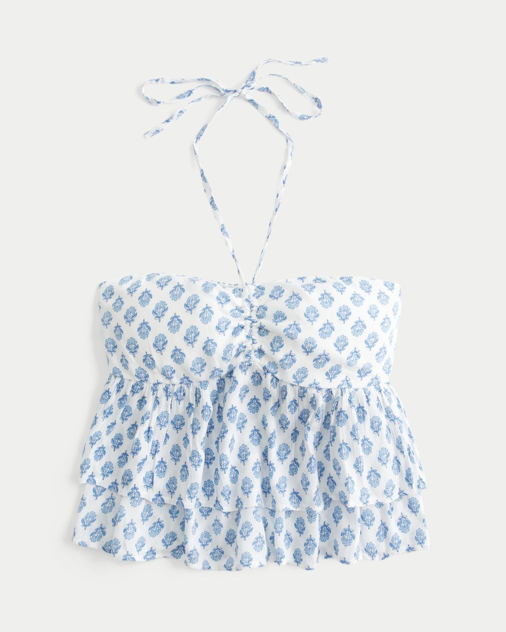 Hollister Blue Tiered Halter Babydoll Top