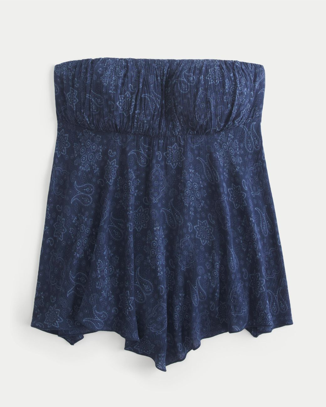 Hollister Blue Strapless Handkerchief Hem Top