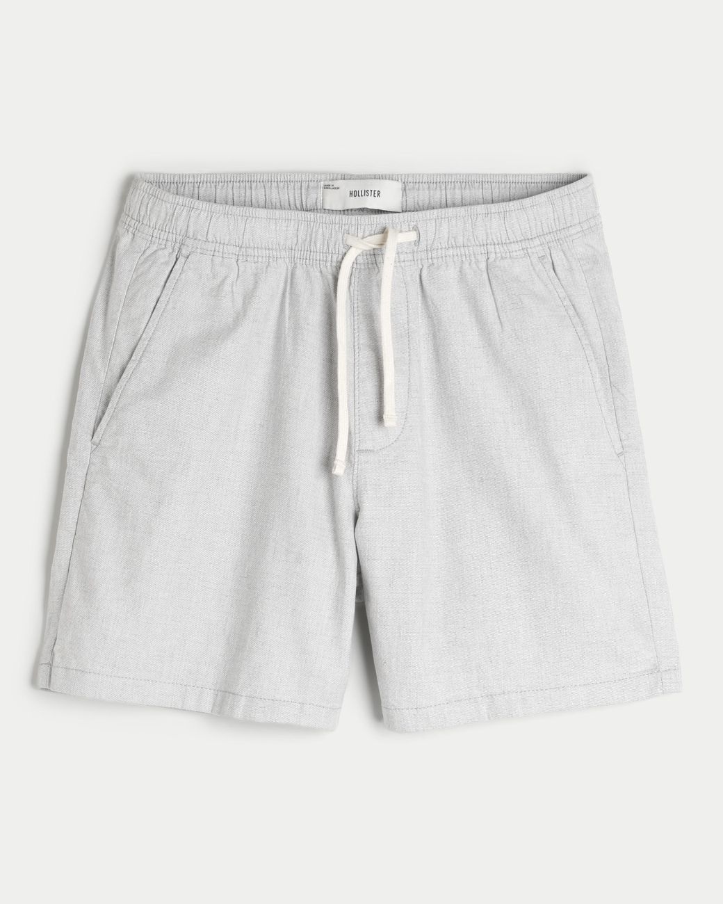 Hollister Gray Mid-thigh Linen-blend Pull-on Shorts for men