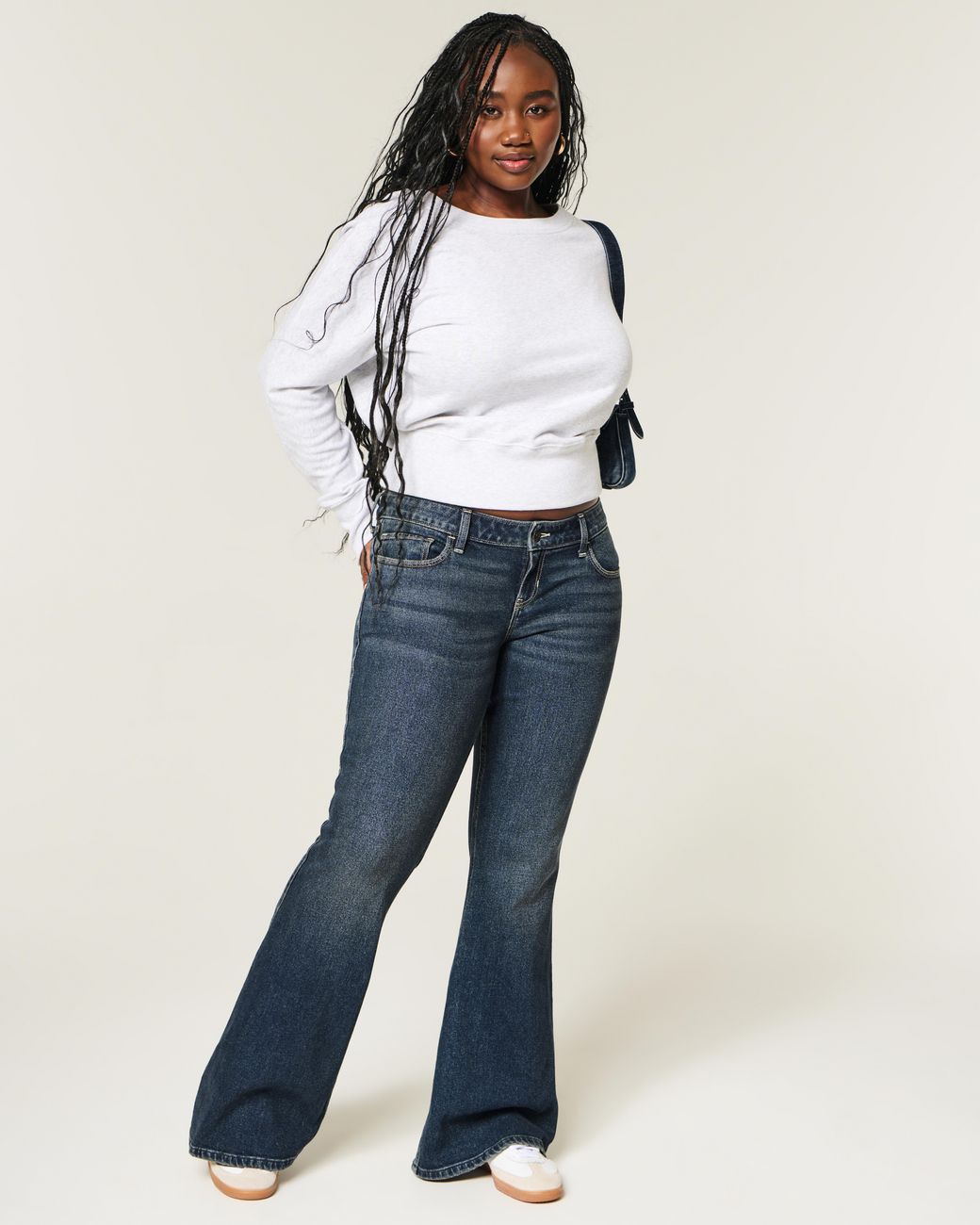 Hollister Blue Ultra Low-rise Dark Wash Flare Jeans