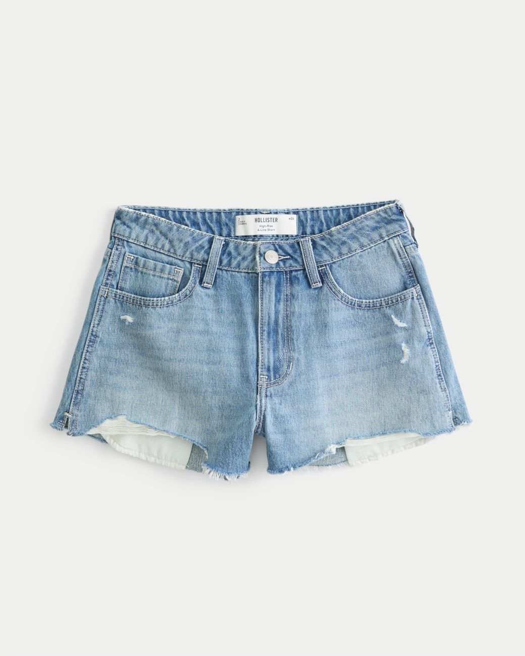 Hollister Blue High-rise Light Wash Denim A-line Shorts