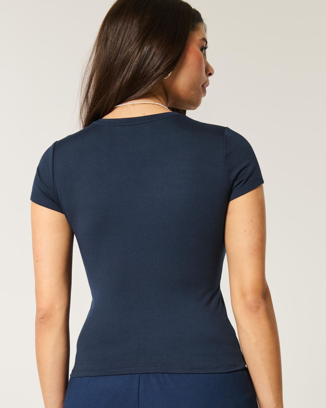 Hollister Blue Soft Stretch Seamless Fabric Longline Baby Tee