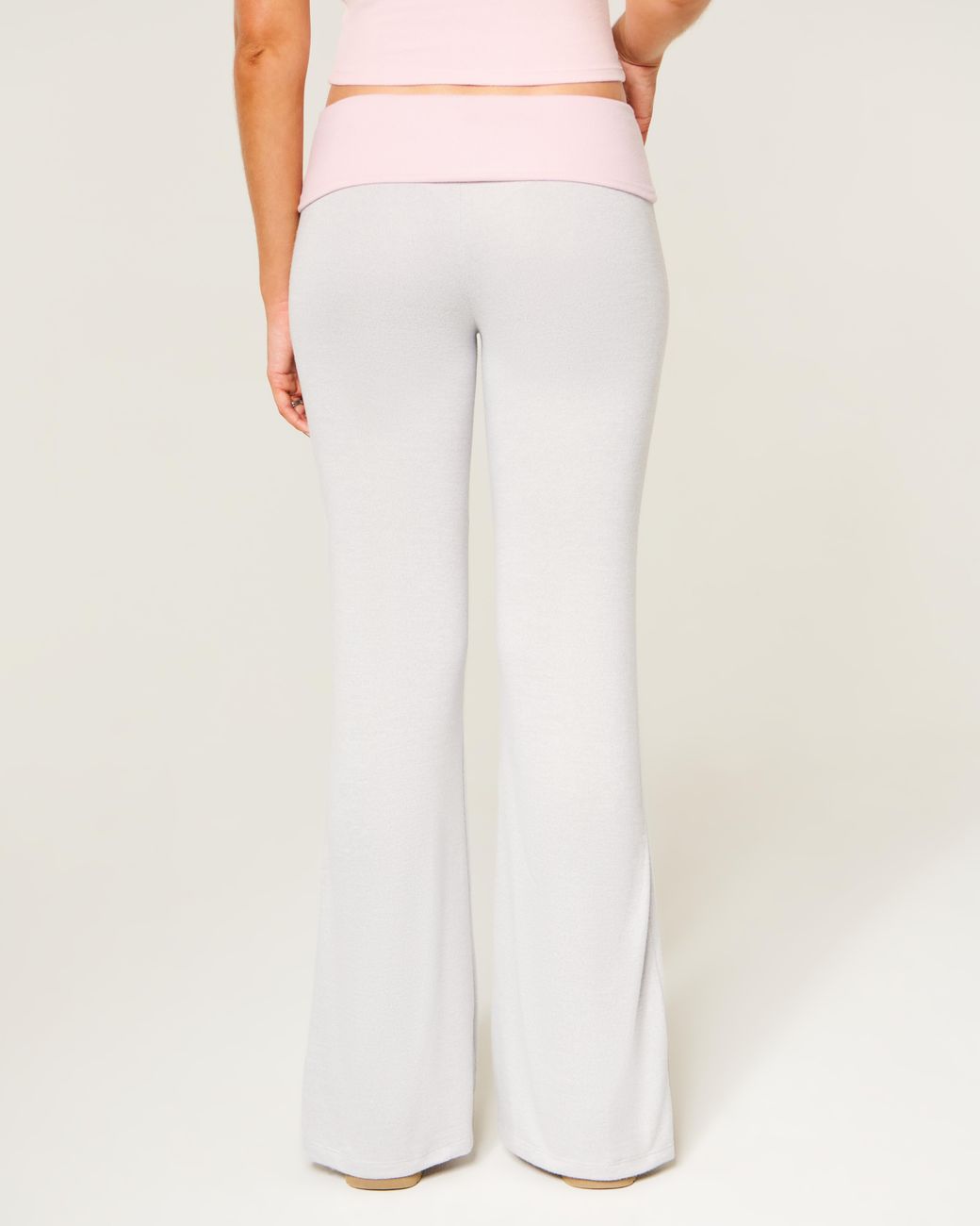Hollister White Always Cozy Knit Foldover Waist Flare Pants