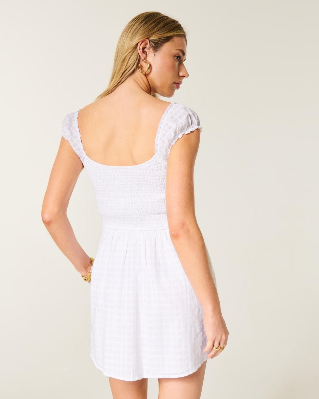 Hollister White Cap Sleeve Button Front Mini Dress