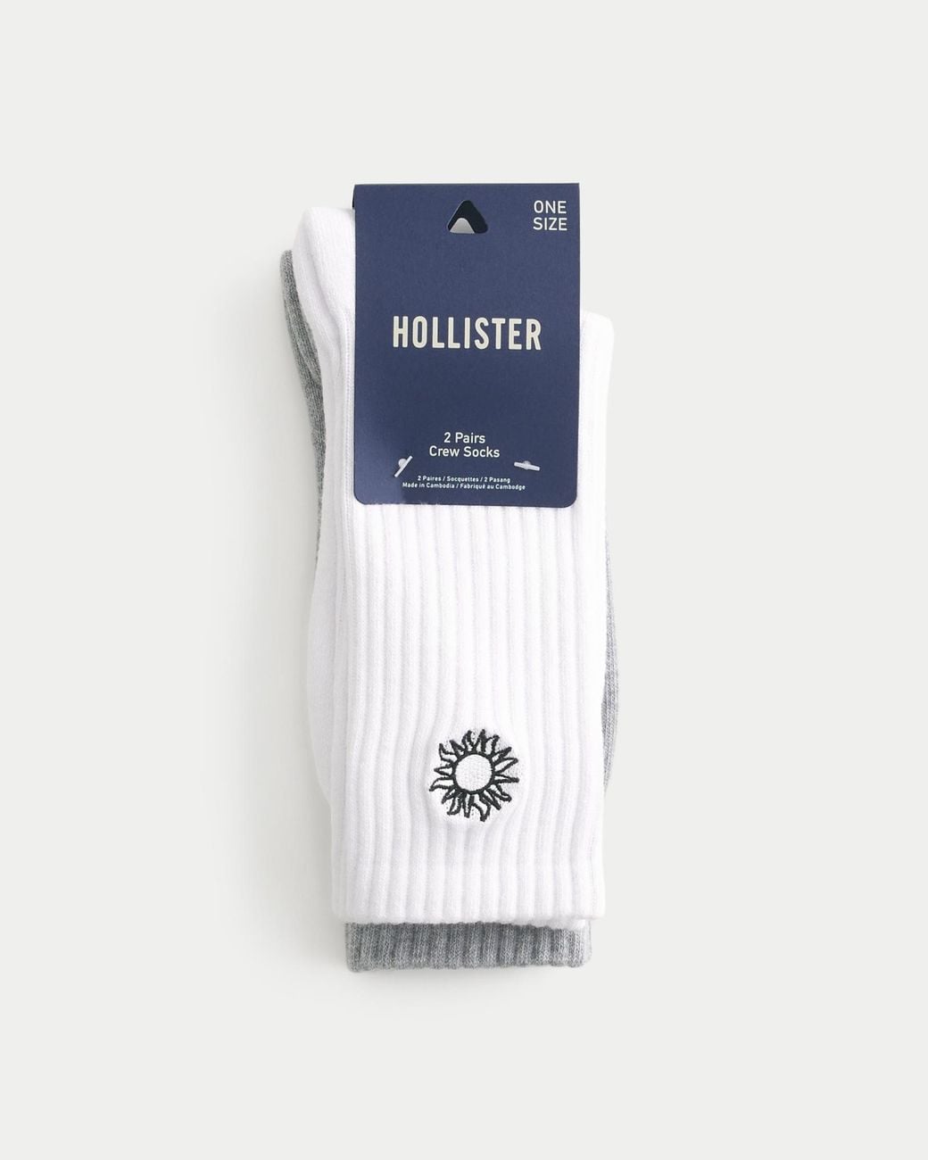 Hollister White Beach Graphic Crew Socks 2-pack for men