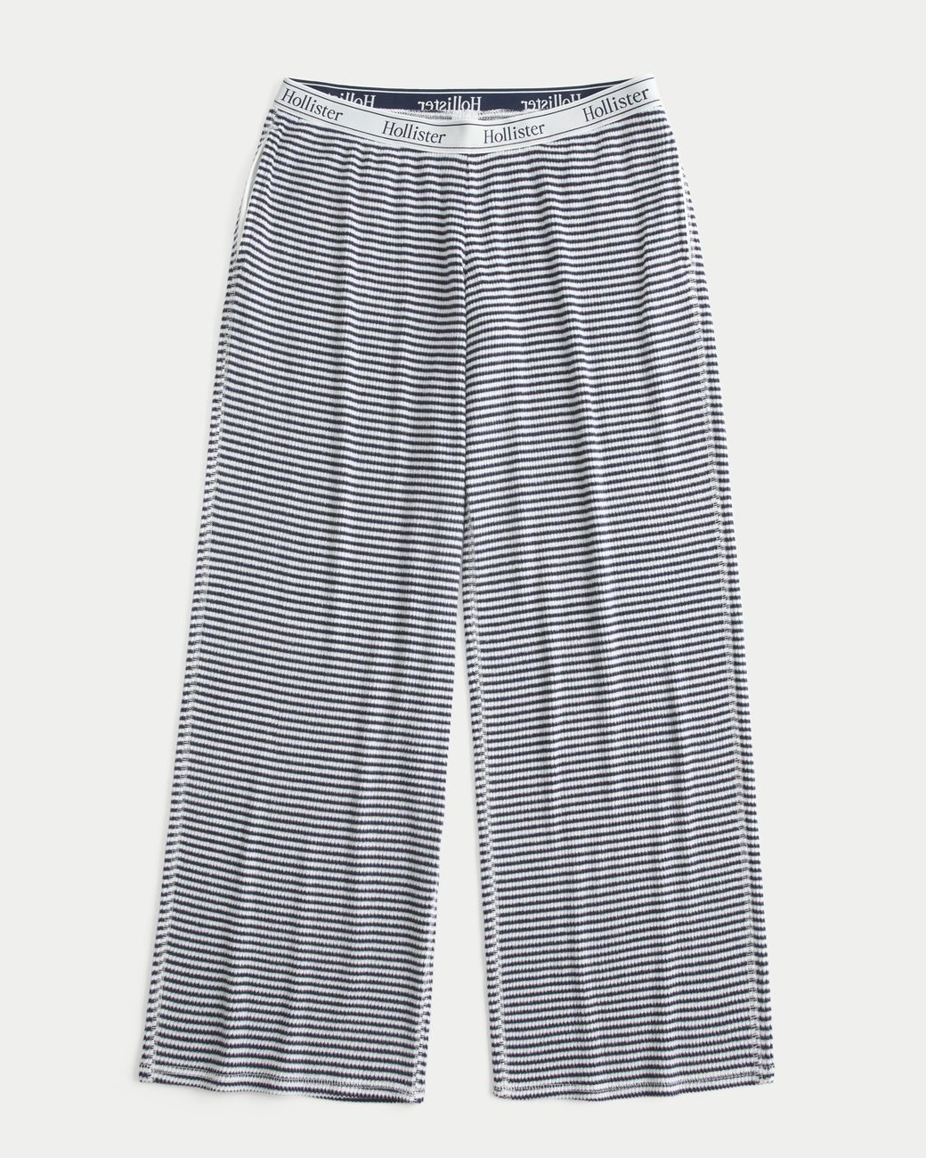 Hollister Gray Cozy Rib Elastic Waist Wide-leg Pants