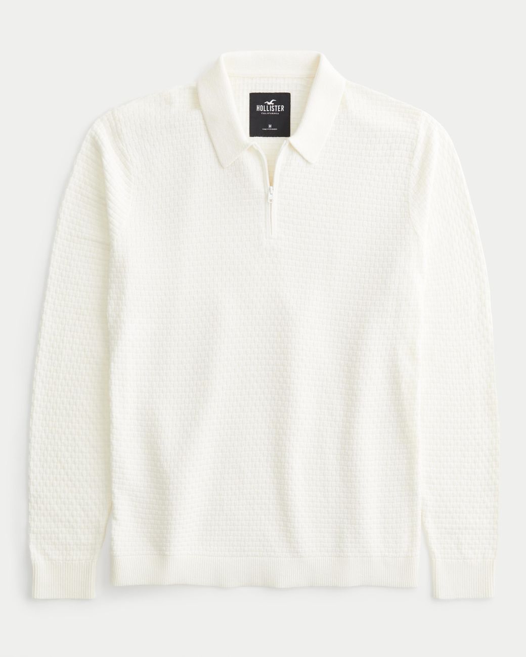 Hollister Textured Long sleeve Sweater Polo in White for Men Lyst UK