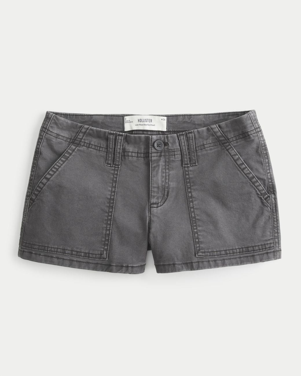 Hollister Gray Low-rise Twill Shortie Shorts