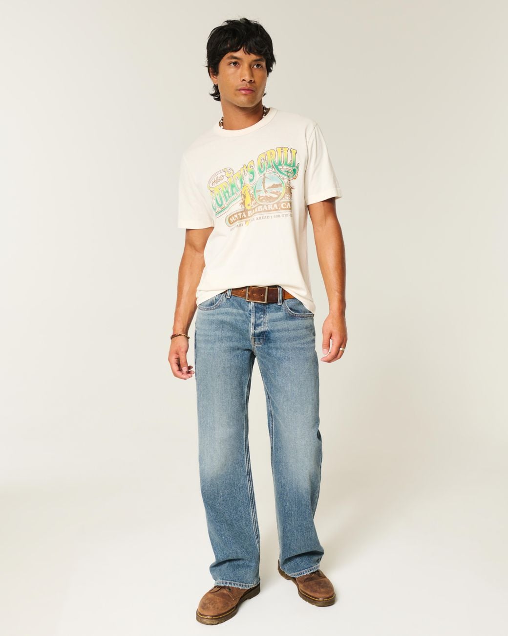 Hollister Blue Hermosa Medium Wash Relaxed Bootcut Jeans for men