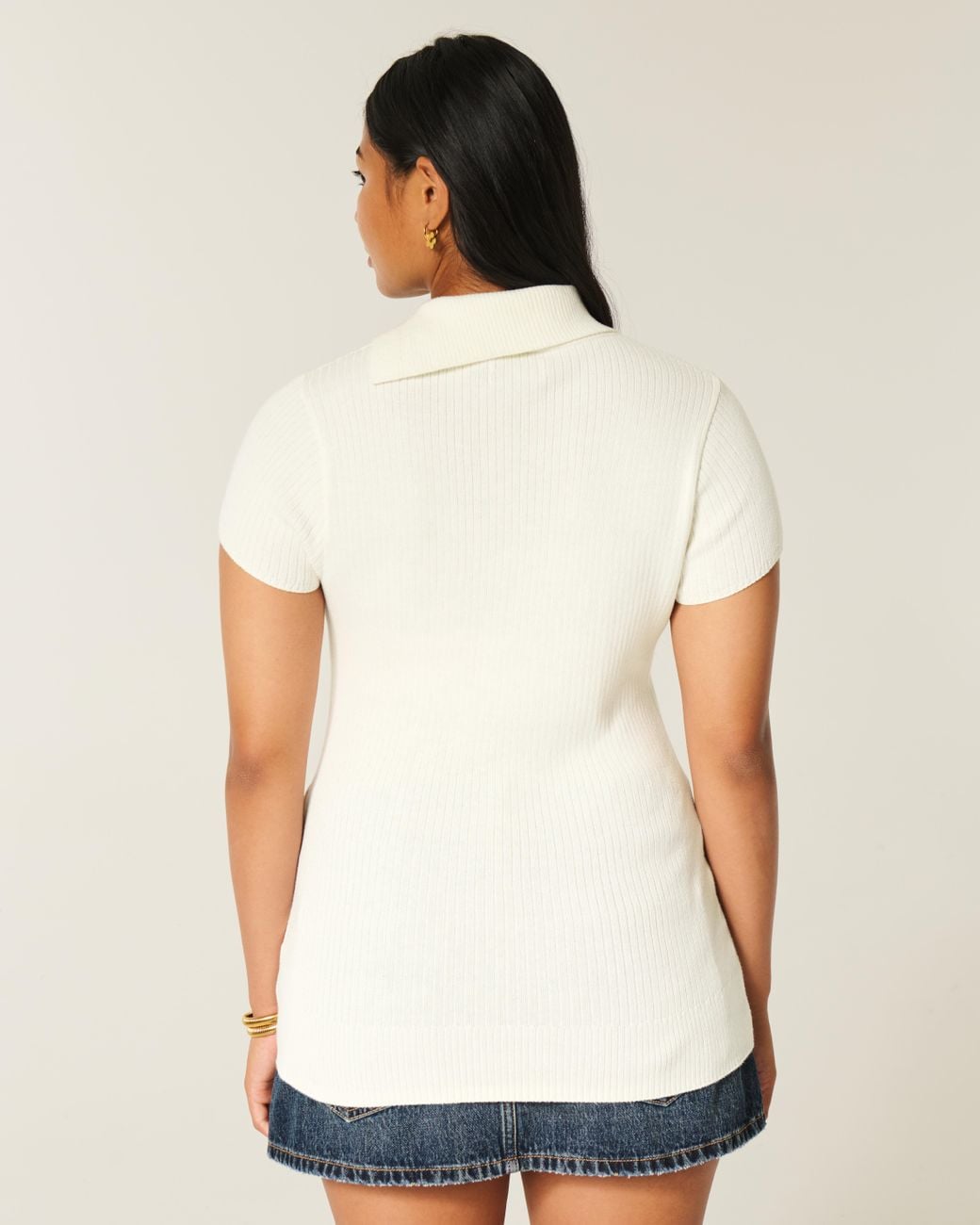 Hollister White Short-sleeve Tunic Sweater