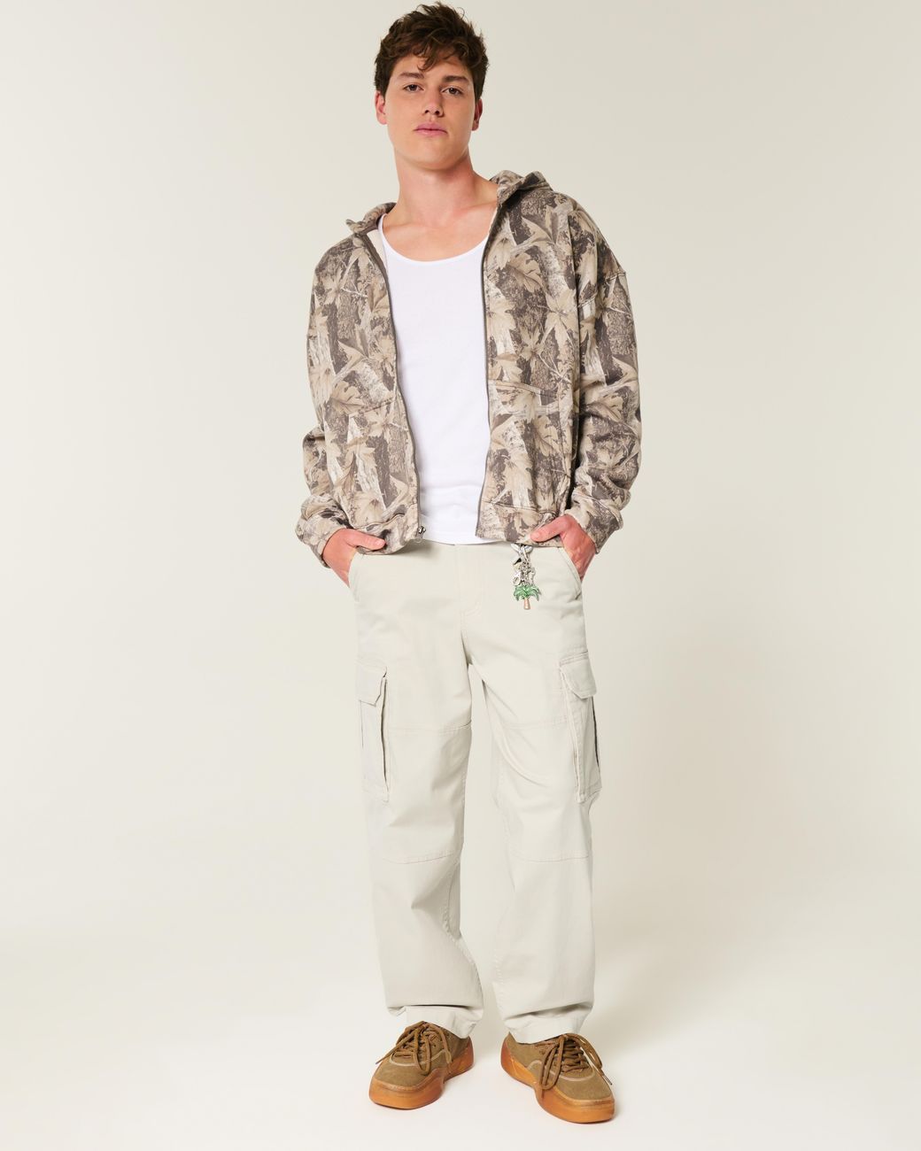 Hollister White Skater Baggy Cargo Pants for men