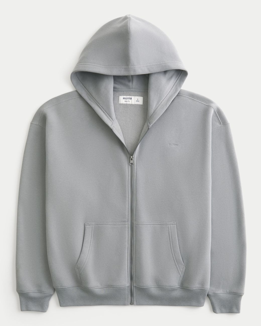 Hollister Gray Boxy Zip-up Hoodie for men