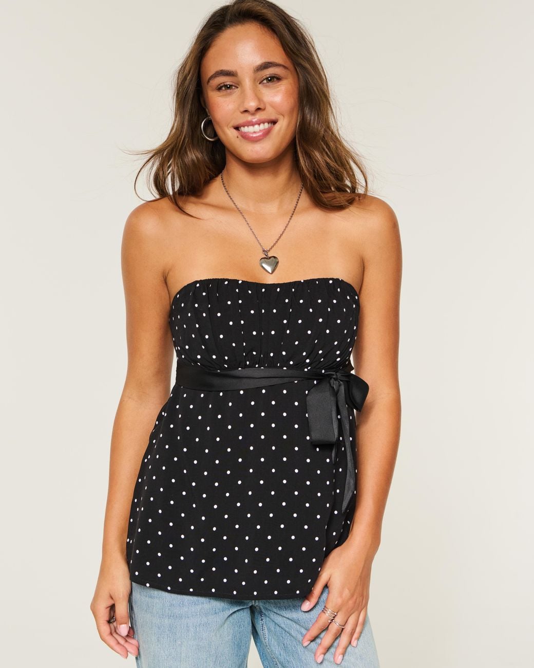 Hollister Black Easy Strapless Babydoll Top