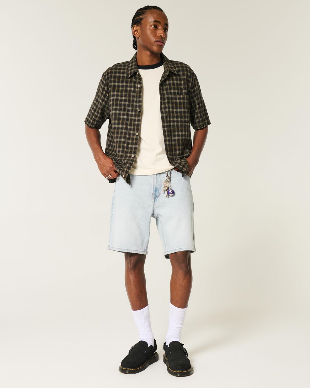 Hollister Blue Above-the-knee Loose Denim Shorts for men