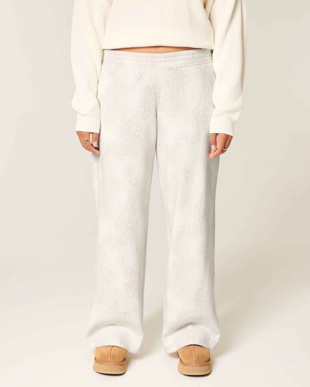 Hollister White Doe Print Baggy Sweatpants