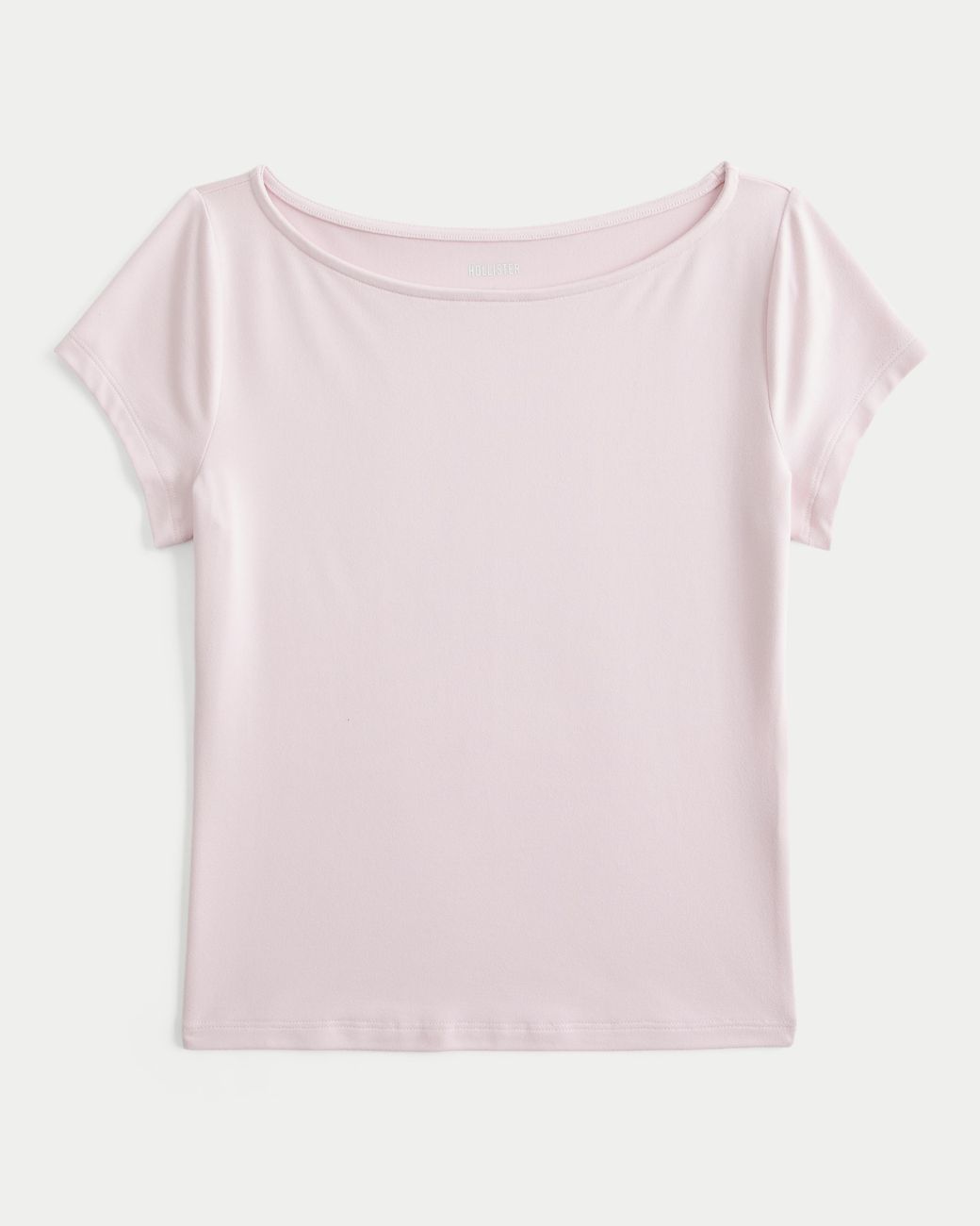 Hollister Pink Short-sleeve Seamless Fabric Slash-neck T-shirt