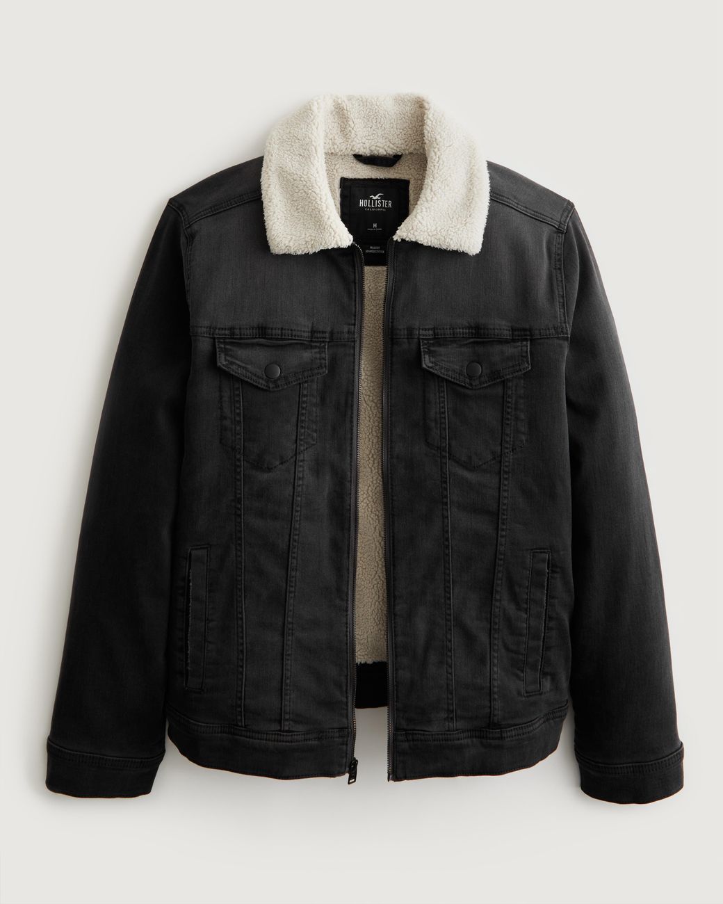 Hollister Sherpalined Denim Trucker Jacket in Black for Men Lyst UK