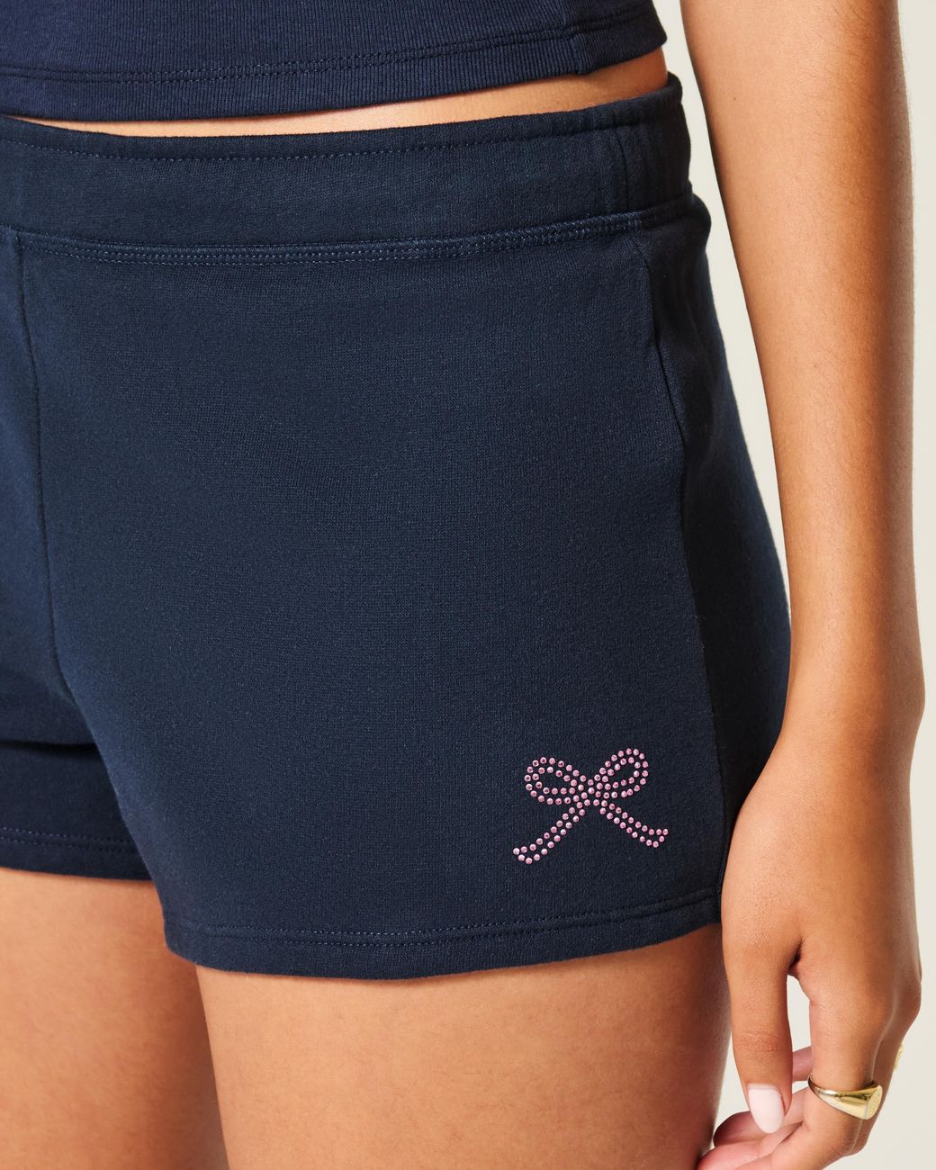 Hollister Blue Bow Graphic Fleece Mini Shorts
