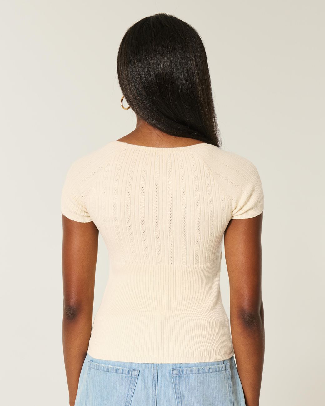 Hollister Natural Short-sleeve Square Neck Sweater