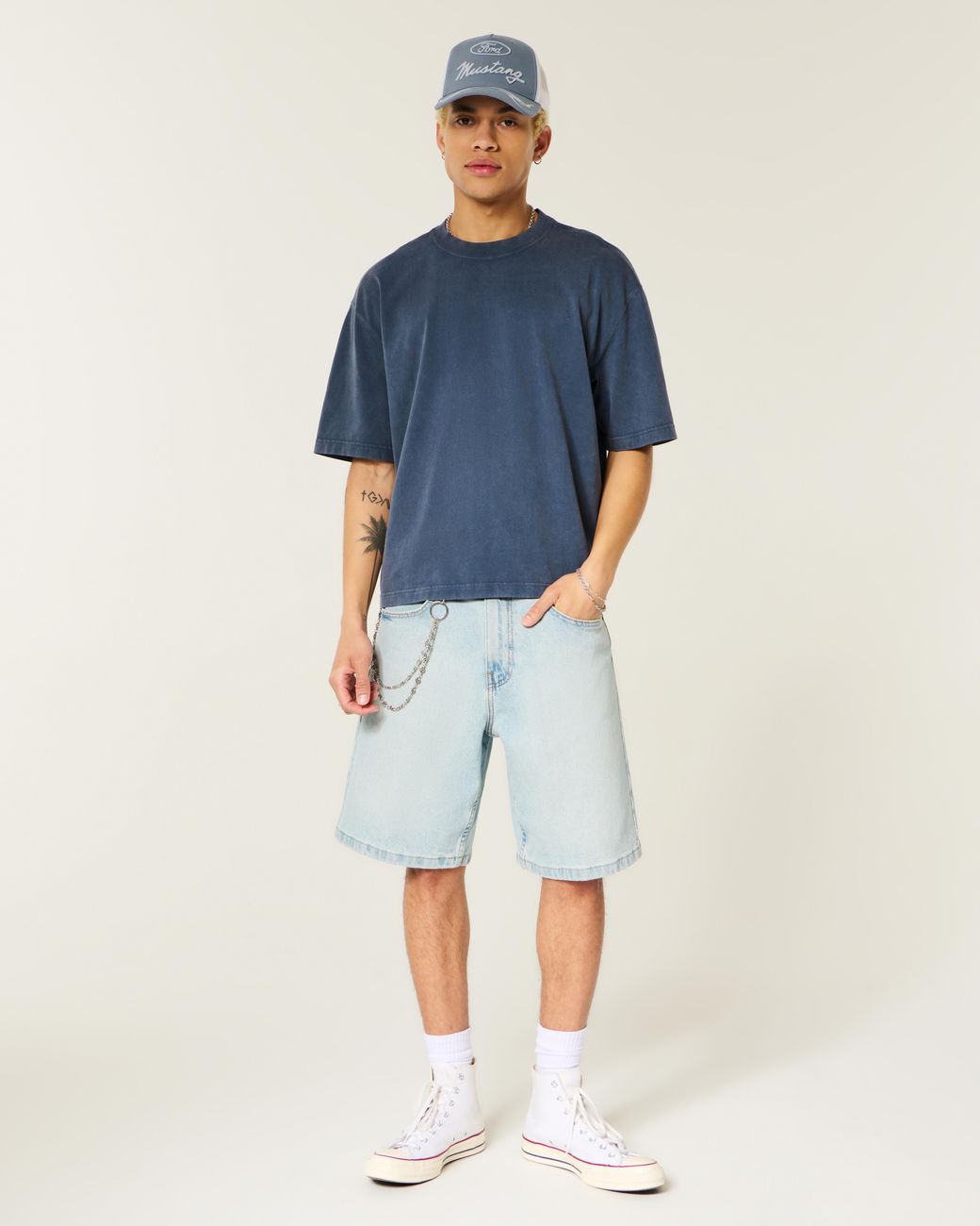 Hollister Blue Super Boxy Crew T-shirt for men