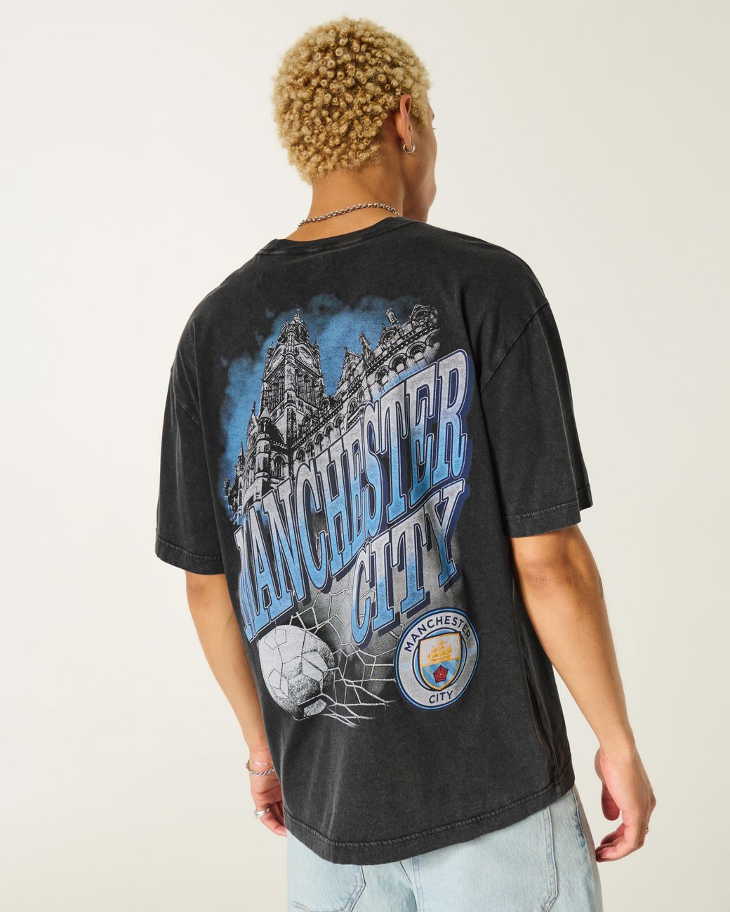 Hollister Black Manchester City F.c. Graphic Tee for men