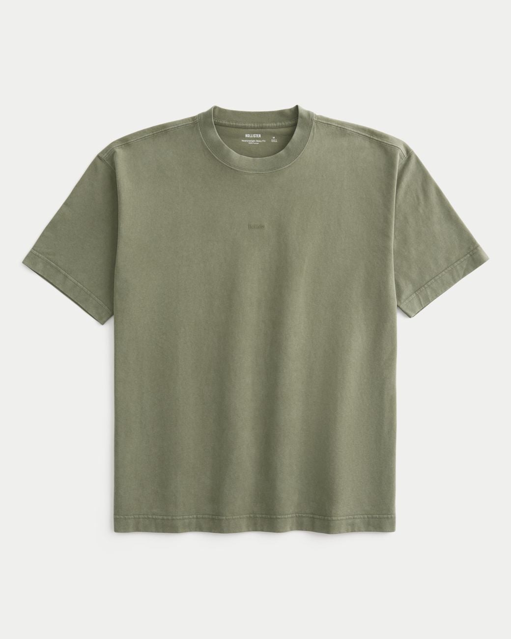 Hollister Green Boxy Heavyweight Micro Logo Crew T-shirt for men