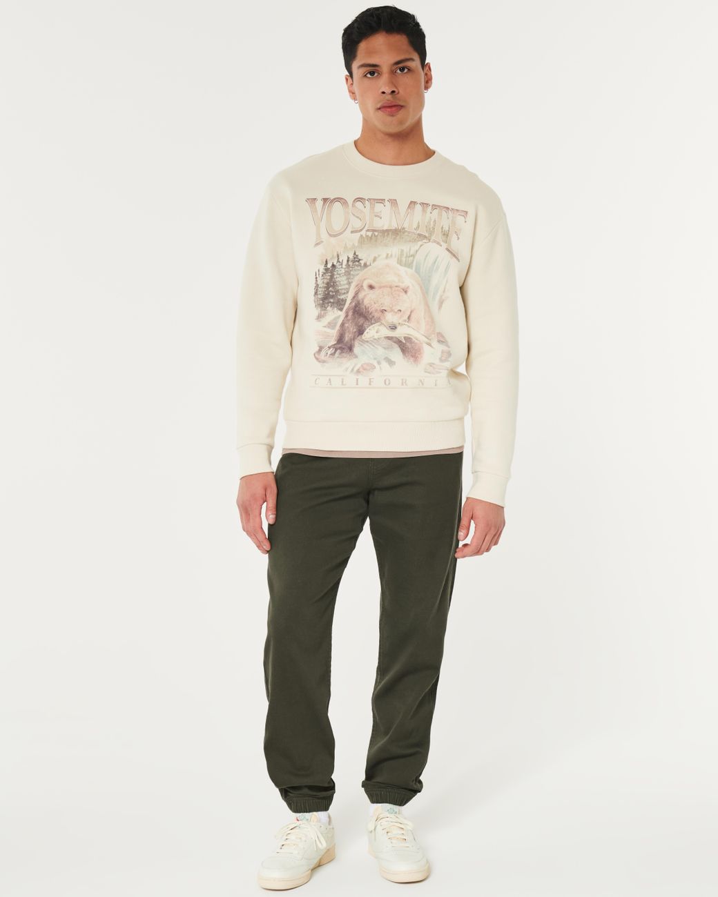 Hollister Green Relaxed Twill Joggers for men