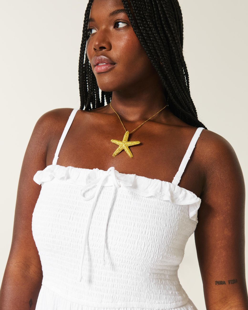 Hollister White Strapless Smocked Maxi Dress