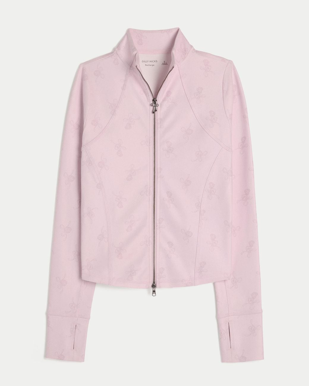 Hollister Pink Gilly Hicks Active Recharge Bow Double Zip Jacket