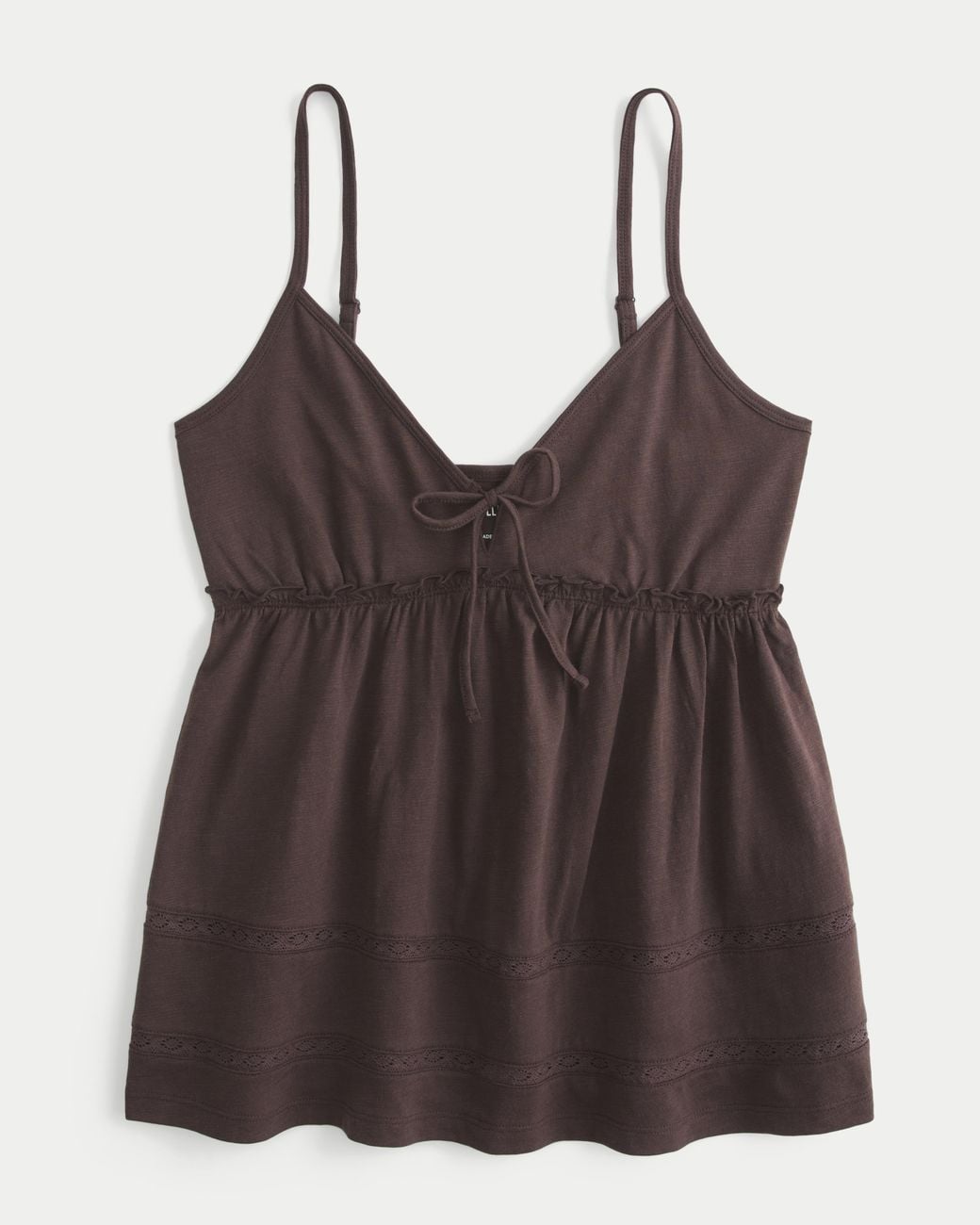 Hollister Brown Easy Tie Front Babydoll Top