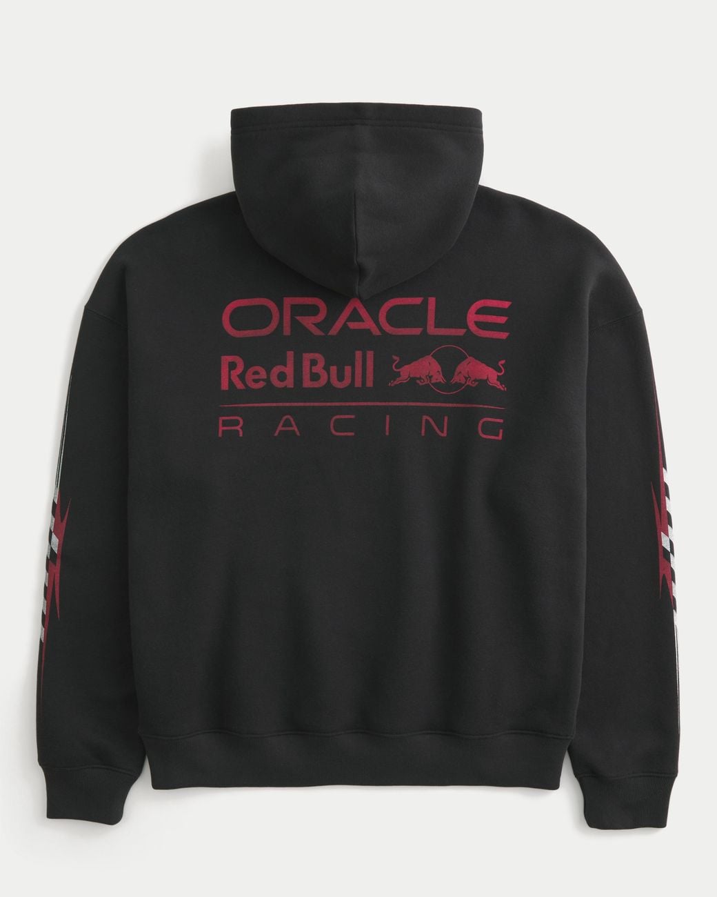 Hollister Black Boxy Oracle Red Bull Racing Graphic Hoodie for men