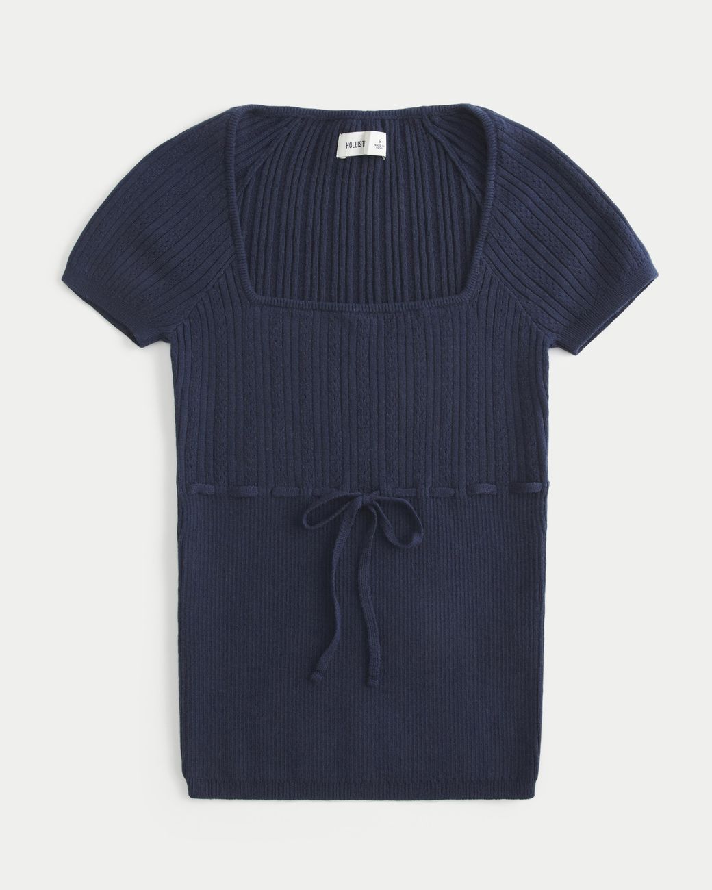 Hollister Blue Short-sleeve Square Neck Sweater