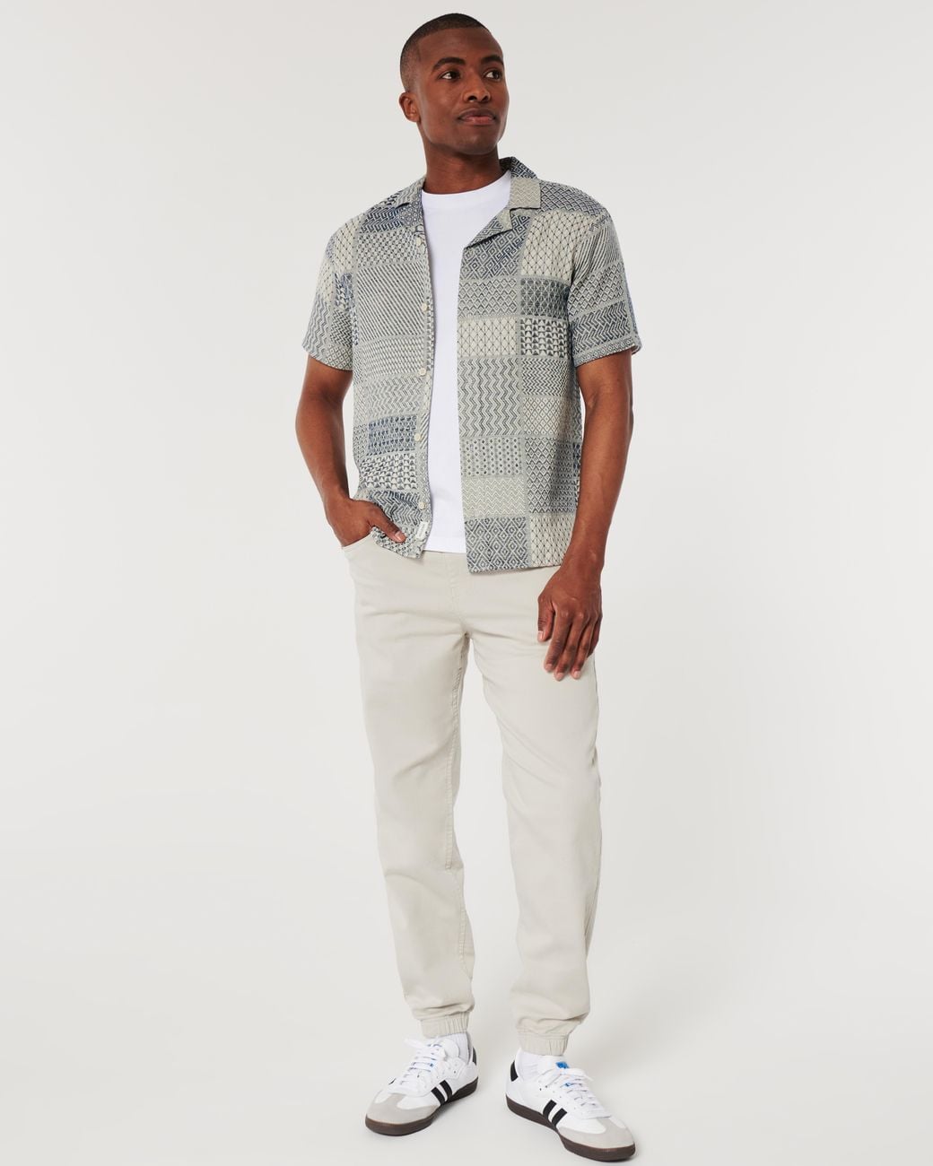 Hollister White Relaxed Twill Joggers for men