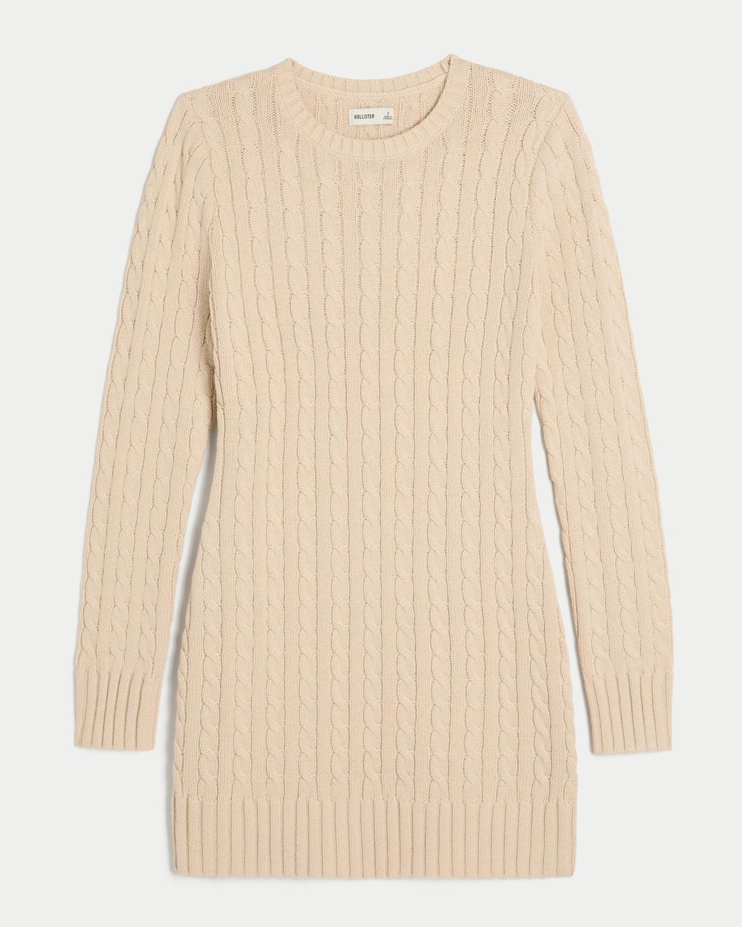 Hollister Natural Cable-knit Crew Sweater Mini Dress