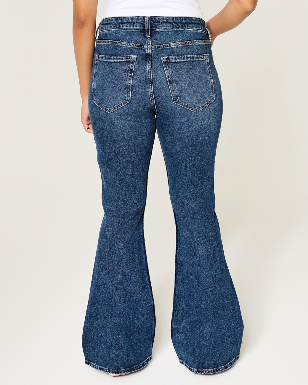 Hollister Blue High-rise Dark Wash Flare Jeans
