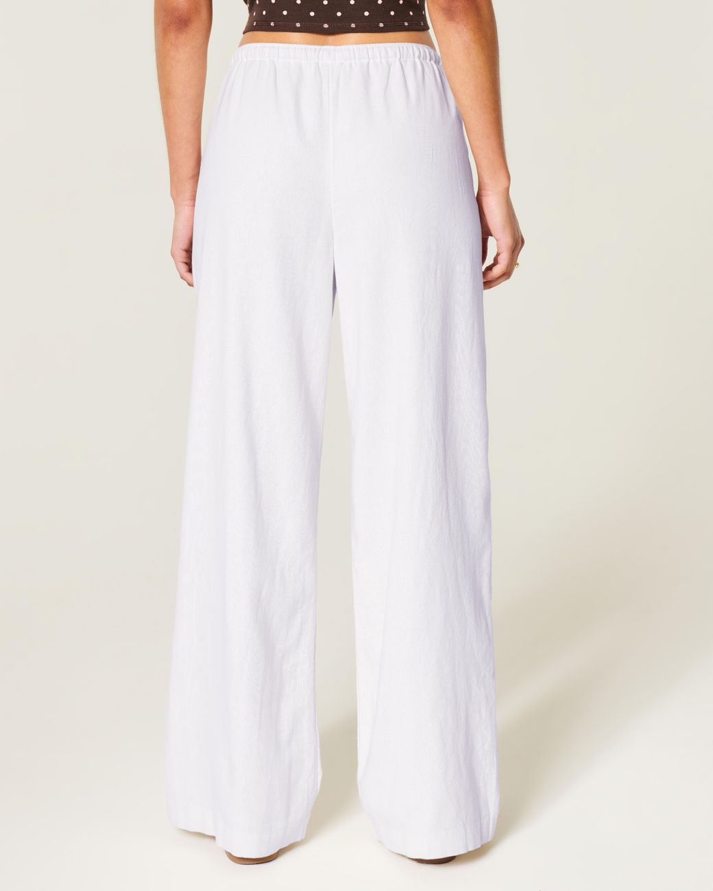 Hollister White Linen-blend Pull-on Pants