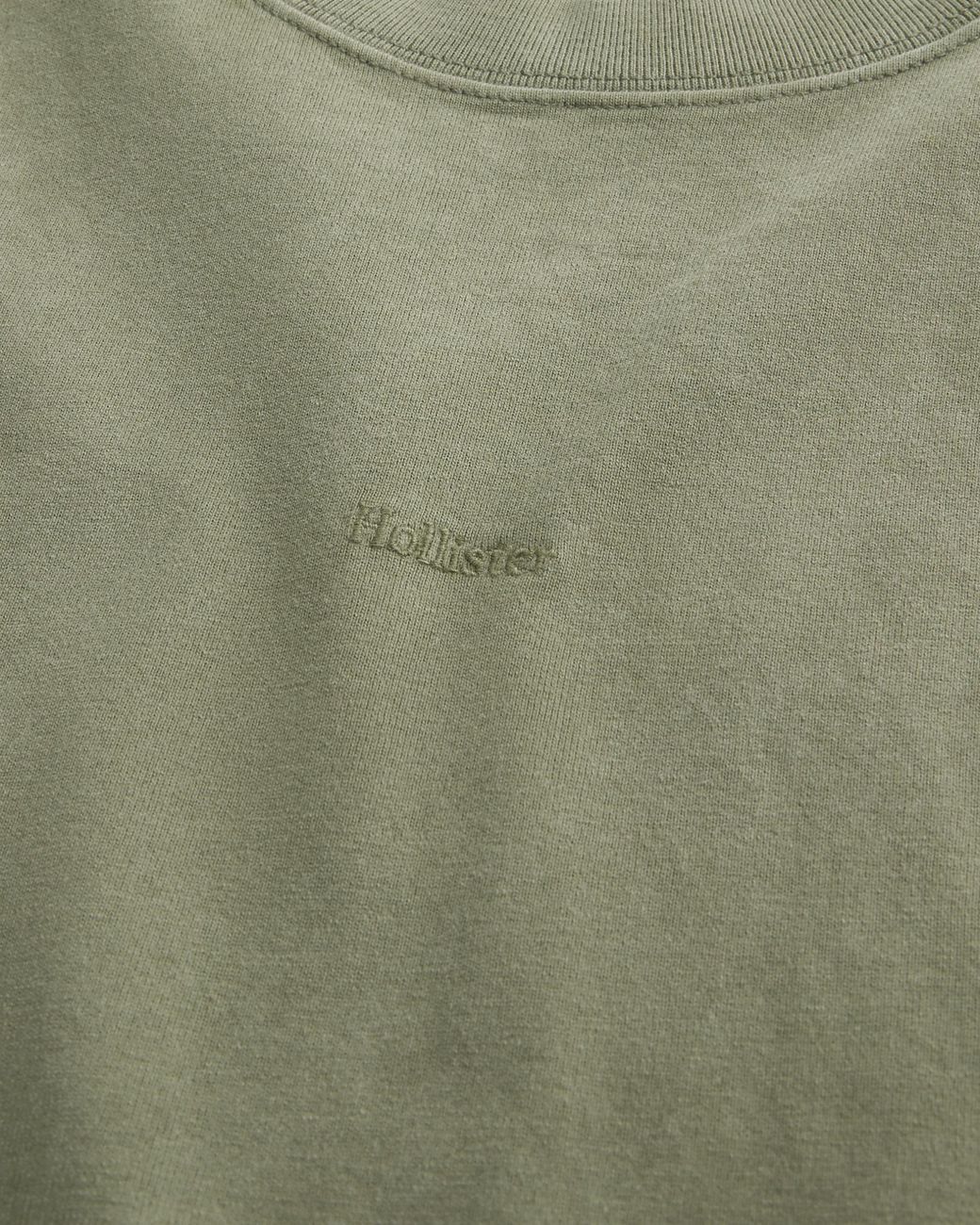 Hollister Green Boxy Heavyweight Micro Logo Crew T-shirt for men