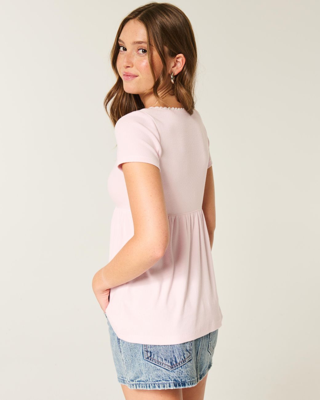 Women's Babydoll Peplum Top - Loose Fit High-Low Hem T-Shirt, XX-Large (Pink)