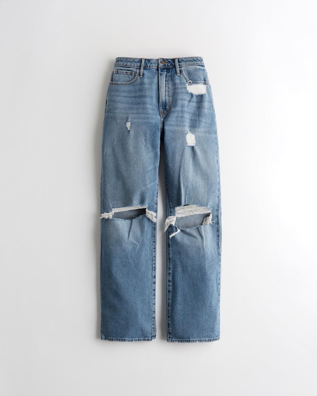 Hollister Ultra Highrise Ripped Light Wash Dad Jeans in Blue Lyst UK