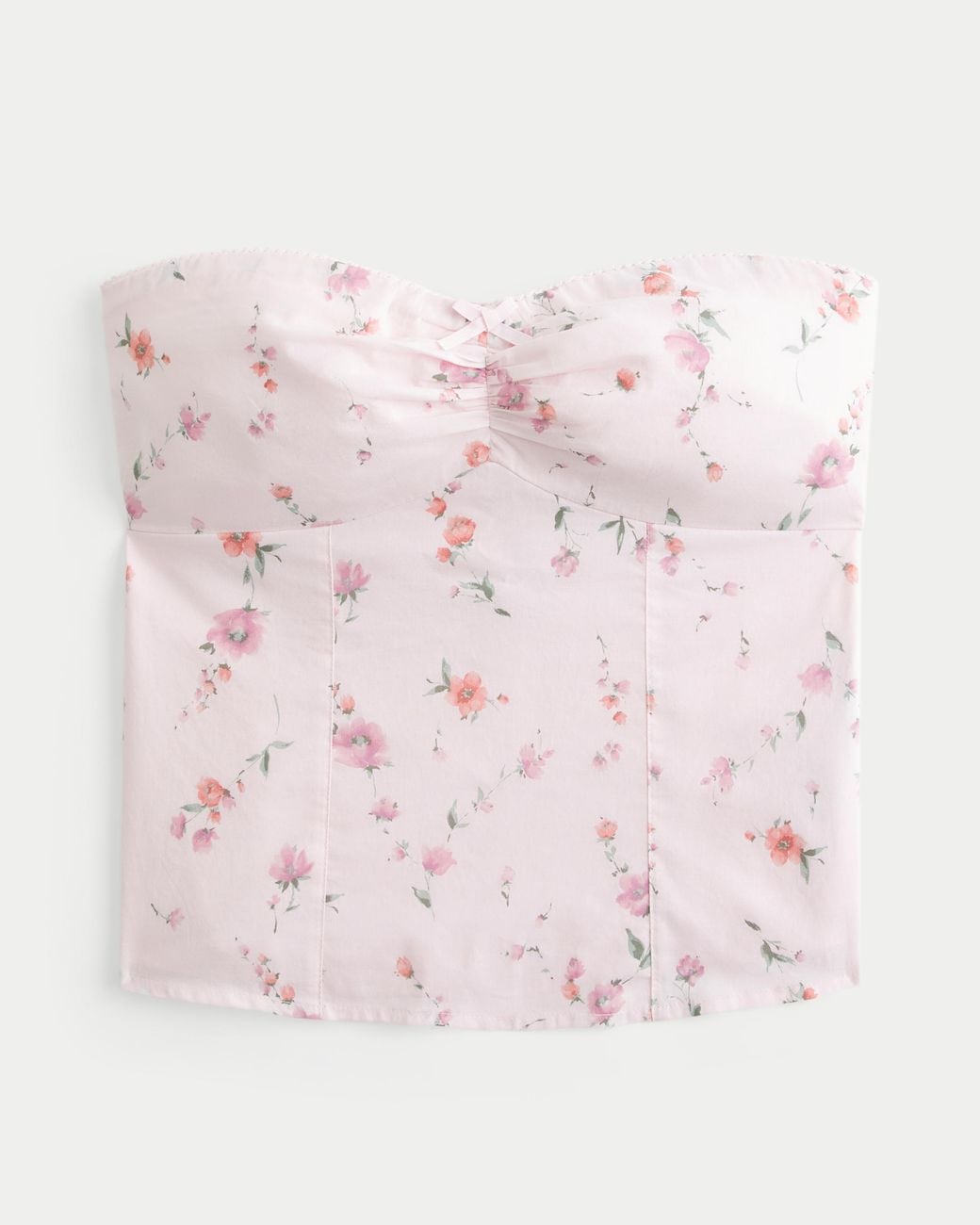 Hollister Pink Strapless Picot Lace Trim Top