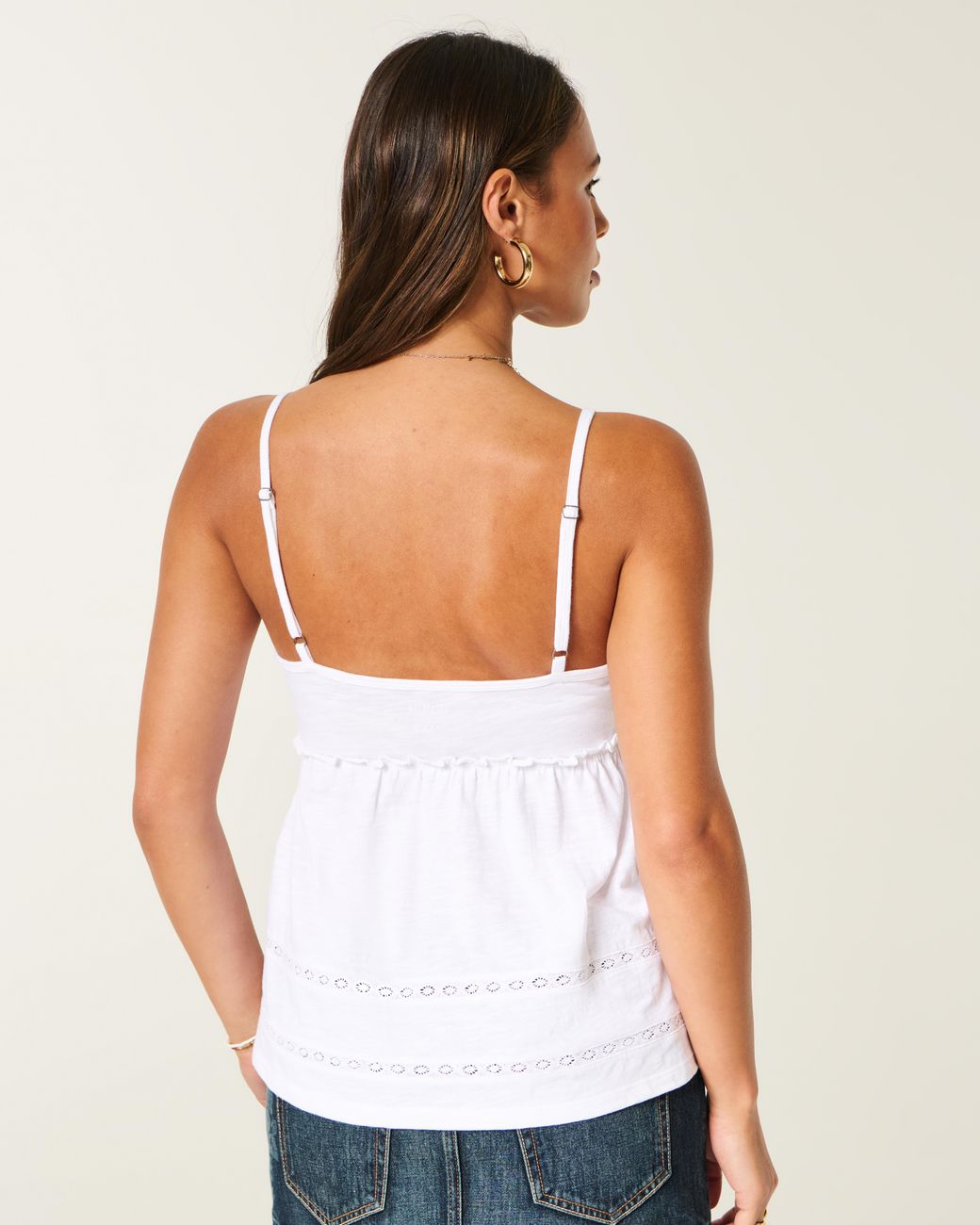 Hollister White Tie-front Babydoll Top